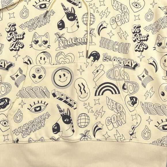 Vidcon Hoodie Mens Large Ivory Convention Fleece Sweatshirt All Over Print AOP - Picture 8 of 11